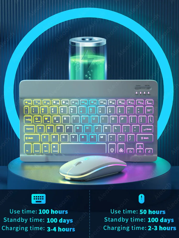 Rainbow Backlit Wireless Keyboard and Mouse Set