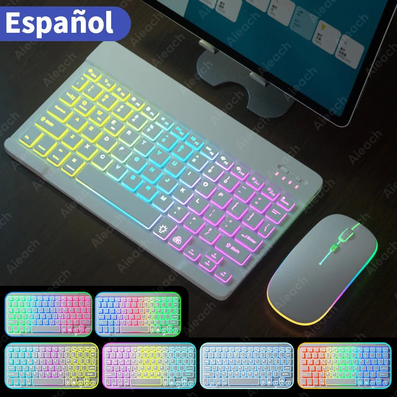 Rainbow Backlit Wireless Keyboard and Mouse Set