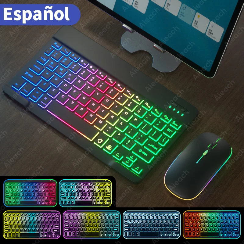 Rainbow Backlit Wireless Keyboard and Mouse Set