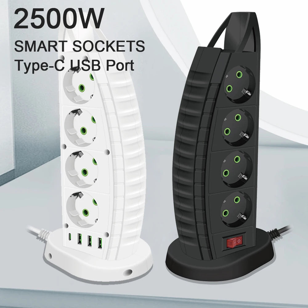 EU Plug AC with USB Type-C Ports Extension