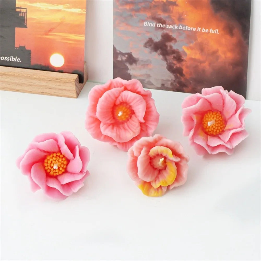 Peony Rose Candle Silicone Mold DIY Flower Soap Resin Gypsum Making Tool Valentine's Day Dinner Trim Soak Bathtub Decor Gift