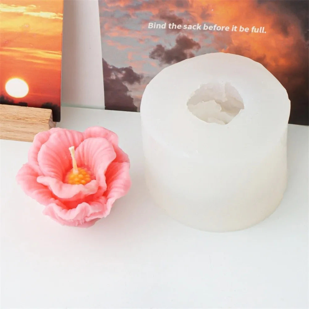 Peony Rose Candle Silicone Mold DIY Flower Soap Resin Gypsum Making Tool Valentine's Day Dinner Trim Soak Bathtub Decor Gift