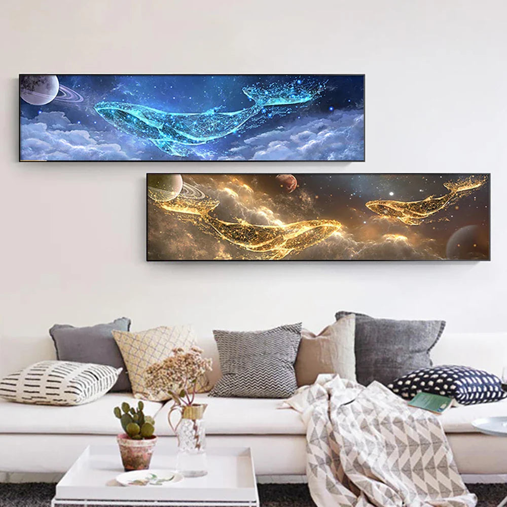 Large DIY Diamond Painting Kits Whale Travelling In The Sea of Stars Diamond Embroidery Animals Cross Stitch Living Room Decor