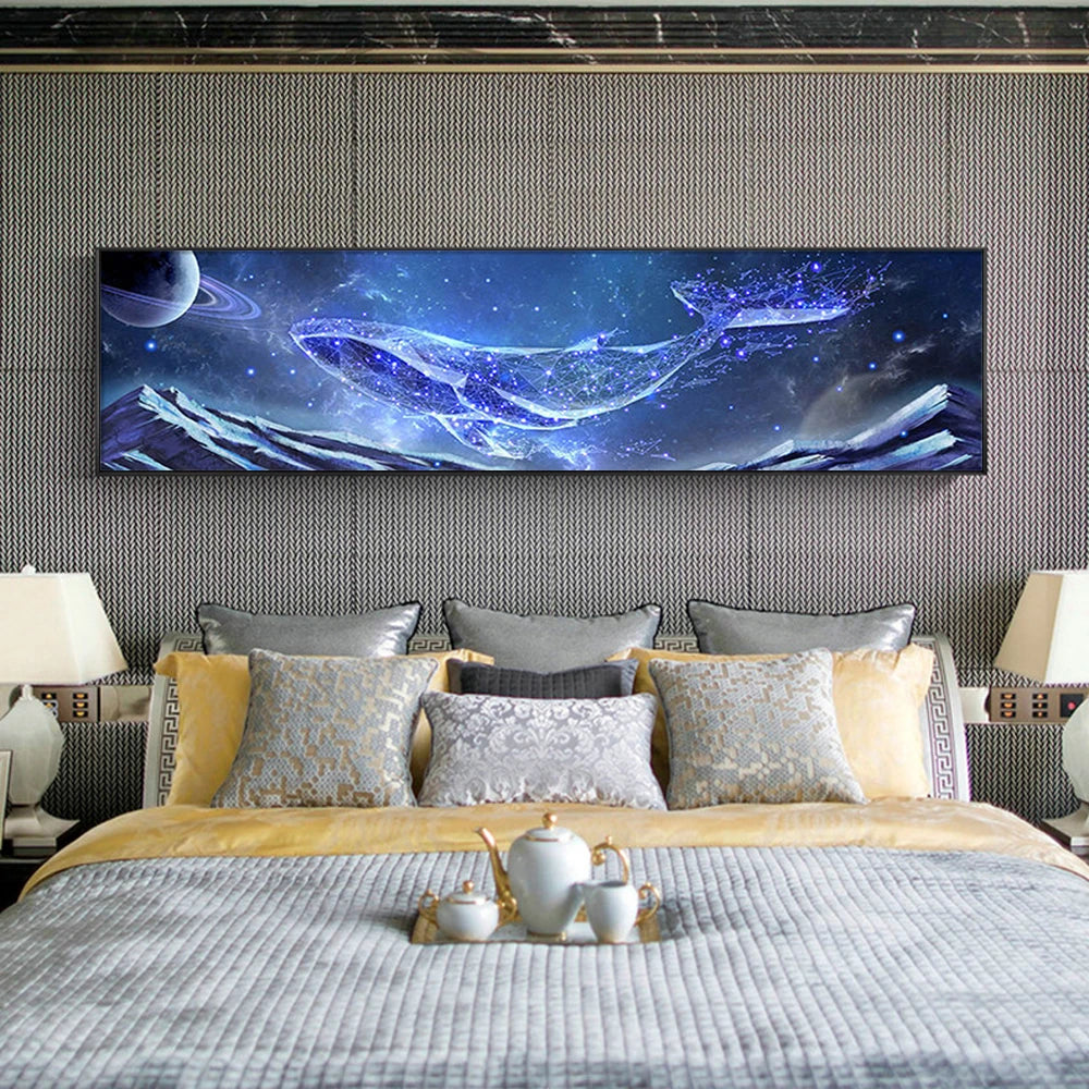 Large DIY Diamond Painting Kits Whale Travelling In The Sea of Stars Diamond Embroidery Animals Cross Stitch Living Room Decor