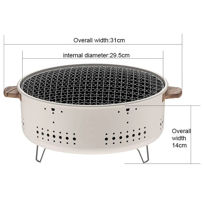 Outdoor Stainless Steel Charcoal Grill Barbecue Tool Portable Foldable Free Installation Camping Picnic