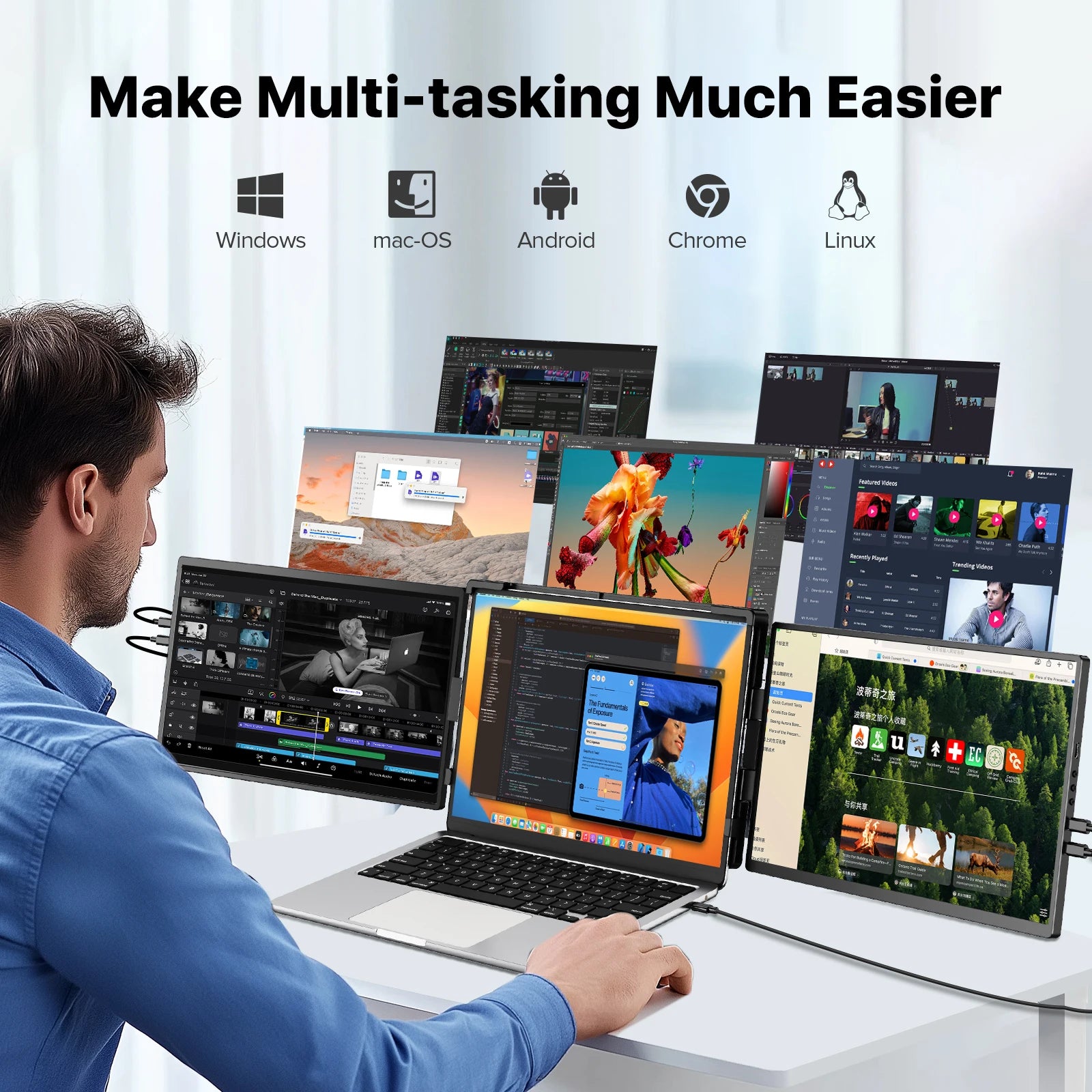Triple Screen Extender Compatible Windows/Mac/Chrome Linux