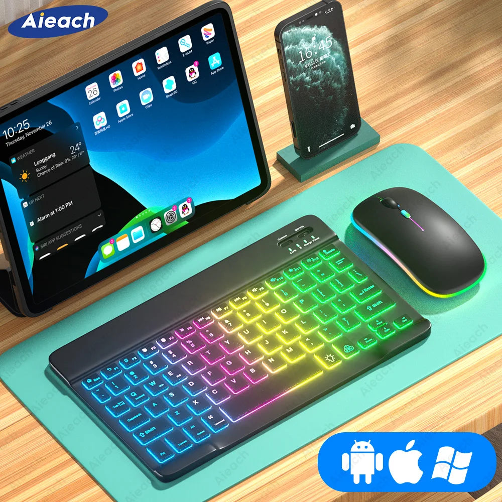 Rainbow Backlit Wireless Keyboard and Mouse Set