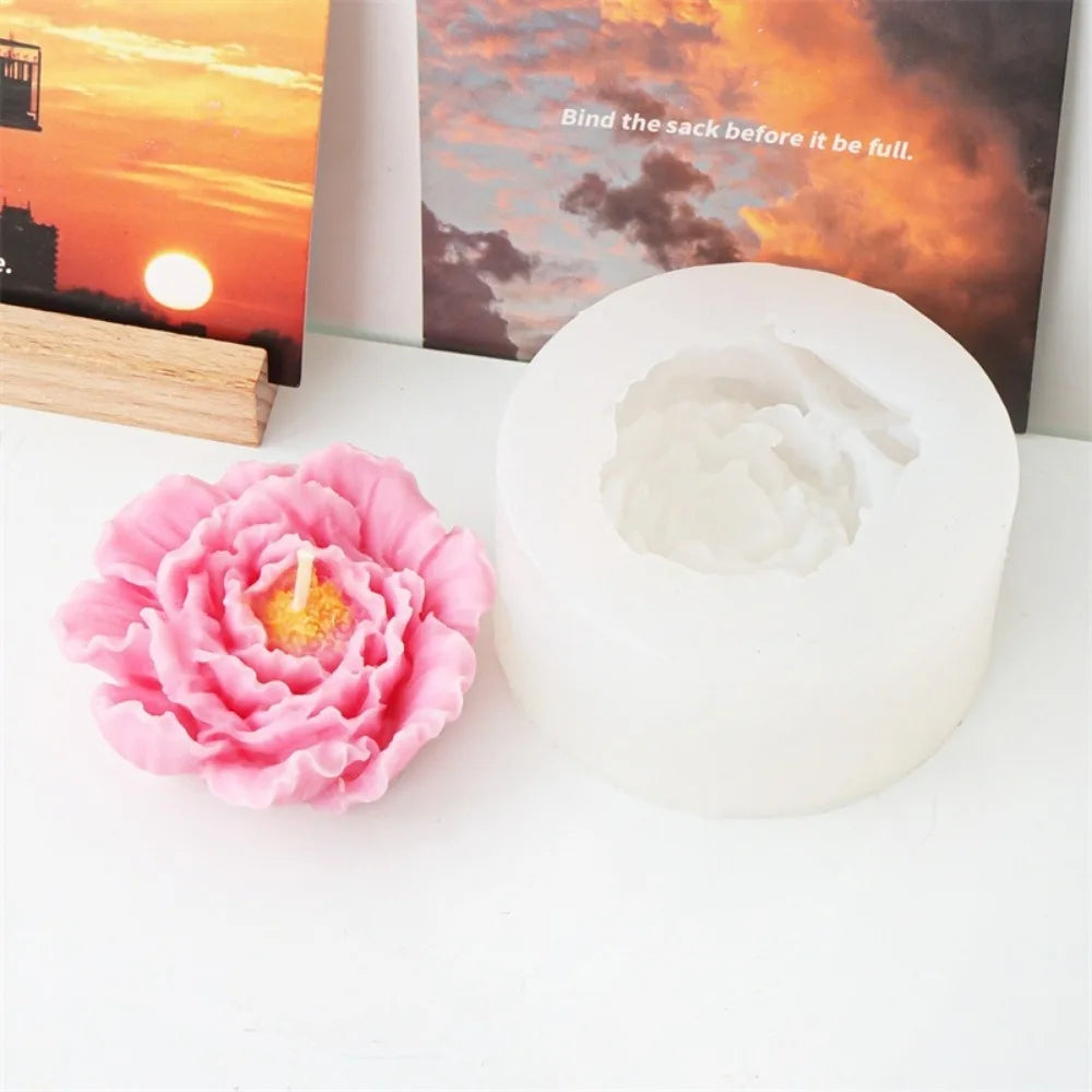 Peony Rose Candle Silicone Mold DIY Flower Soap Resin Gypsum Making Tool Valentine's Day Dinner Trim Soak Bathtub Decor Gift