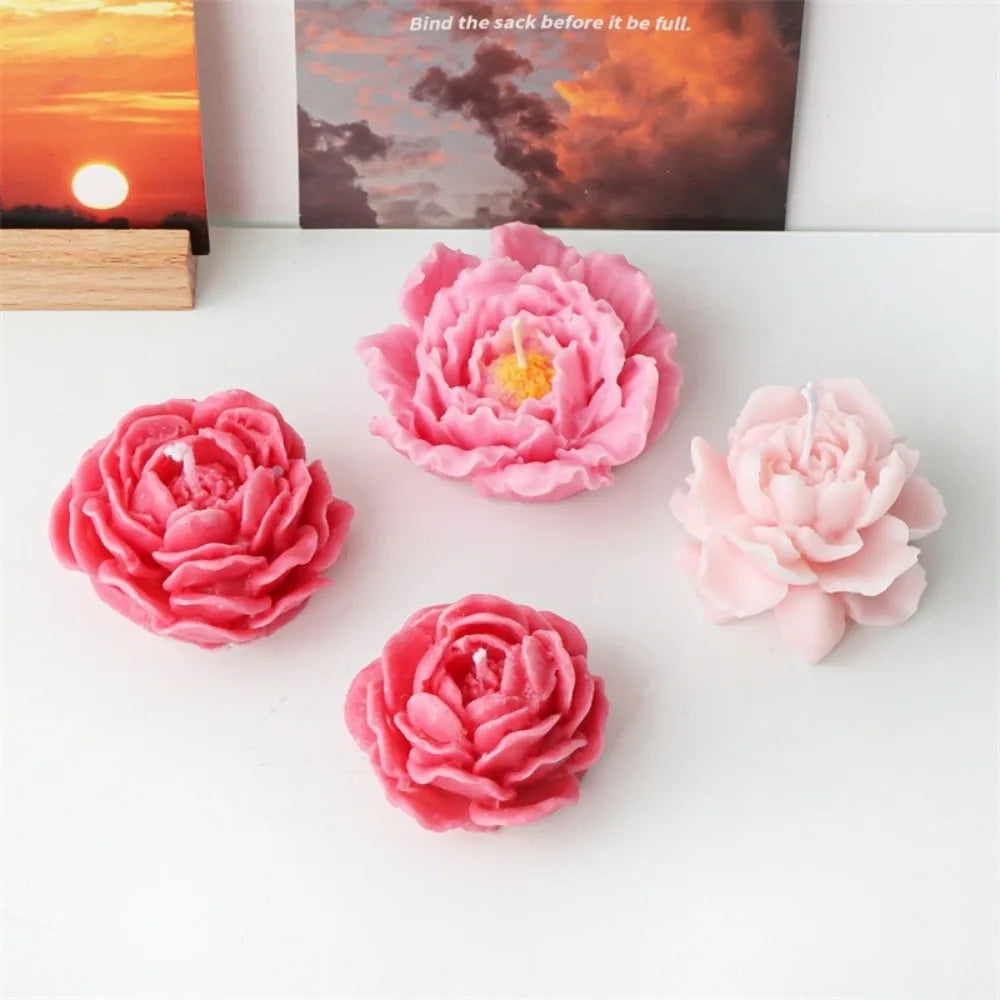 Peony Rose Candle Silicone Mold DIY Flower Soap Resin Gypsum Making Tool Valentine's Day Dinner Trim Soak Bathtub Decor Gift