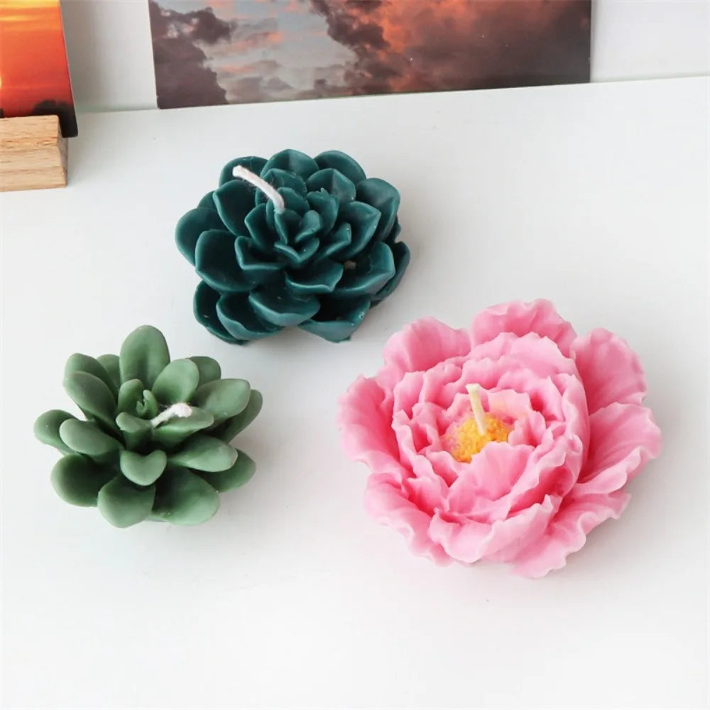 Peony Rose Candle Silicone Mold DIY Flower Soap Resin Gypsum Making Tool Valentine's Day Dinner Trim Soak Bathtub Decor Gift