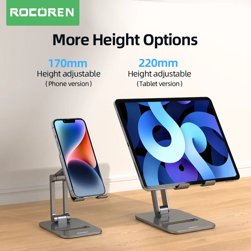 Rocoren Phone Holder Desk Mobile Phone Stand Foldable Metal Tablet Holder Support For iPhone 14 13 iPad Pro Air Universal Holder