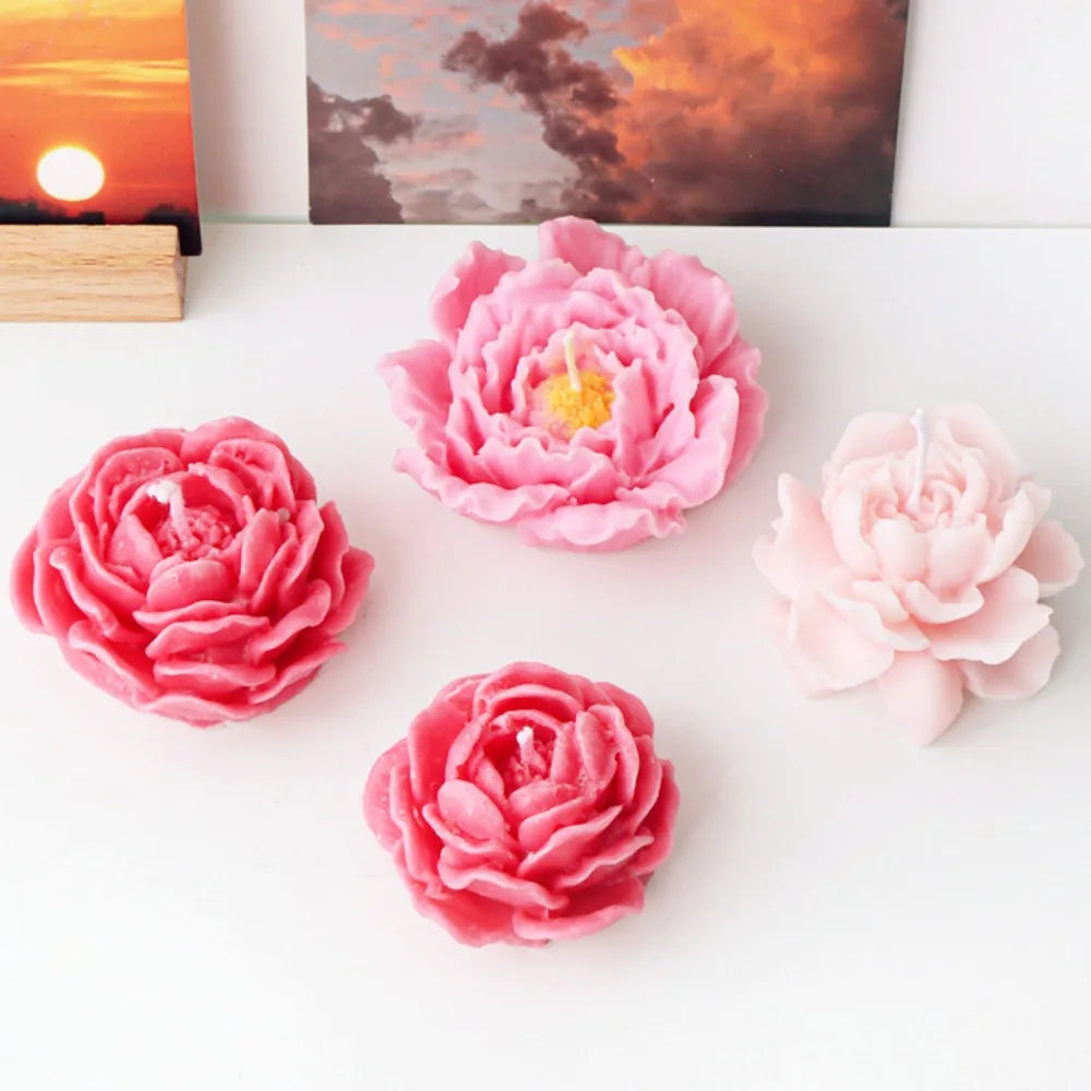 Peony Rose Candle Silicone Mold DIY Flower Soap Resin Gypsum Making Tool Valentine's Day Dinner Trim Soak Bathtub Decor Gift