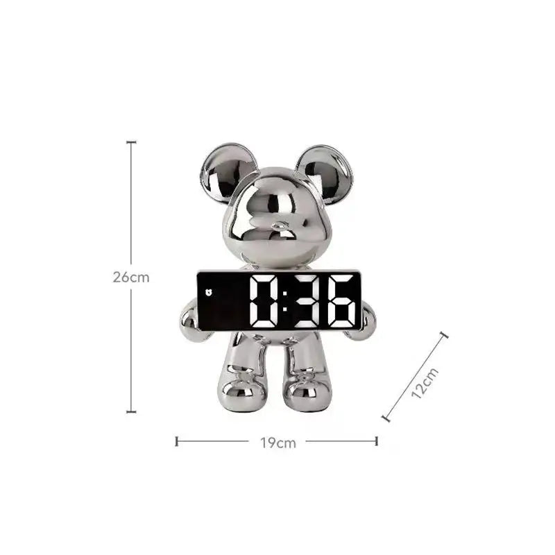 Light Luxury Creative Violent Bear Clock Ornament Entrance Living Room Decoration Wine Cabinet TV Cabinet Home Decor Crafts