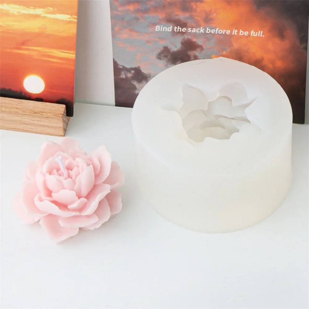 Peony Rose Candle Silicone Mold DIY Flower Soap Resin Gypsum Making Tool Valentine's Day Dinner Trim Soak Bathtub Decor Gift