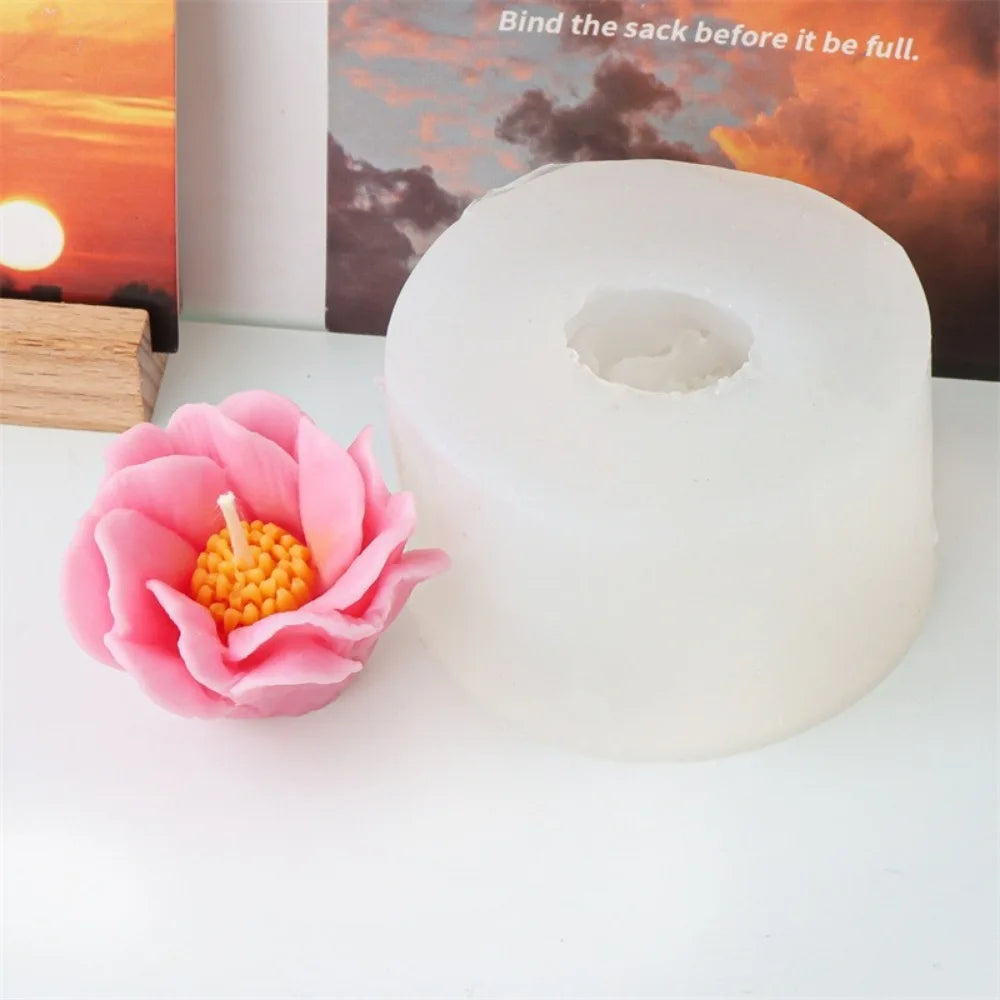 Peony Rose Candle Silicone Mold DIY Flower Soap Resin Gypsum Making Tool Valentine's Day Dinner Trim Soak Bathtub Decor Gift