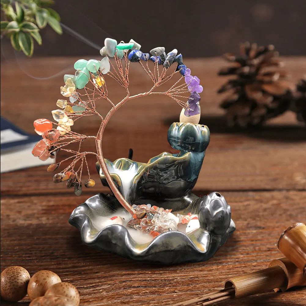 Chakra tree waterfall ornament