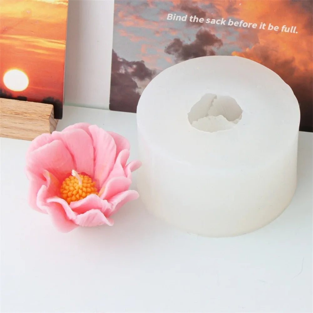 Peony Rose Candle Silicone Mold DIY Flower Soap Resin Gypsum Making Tool Valentine's Day Dinner Trim Soak Bathtub Decor Gift