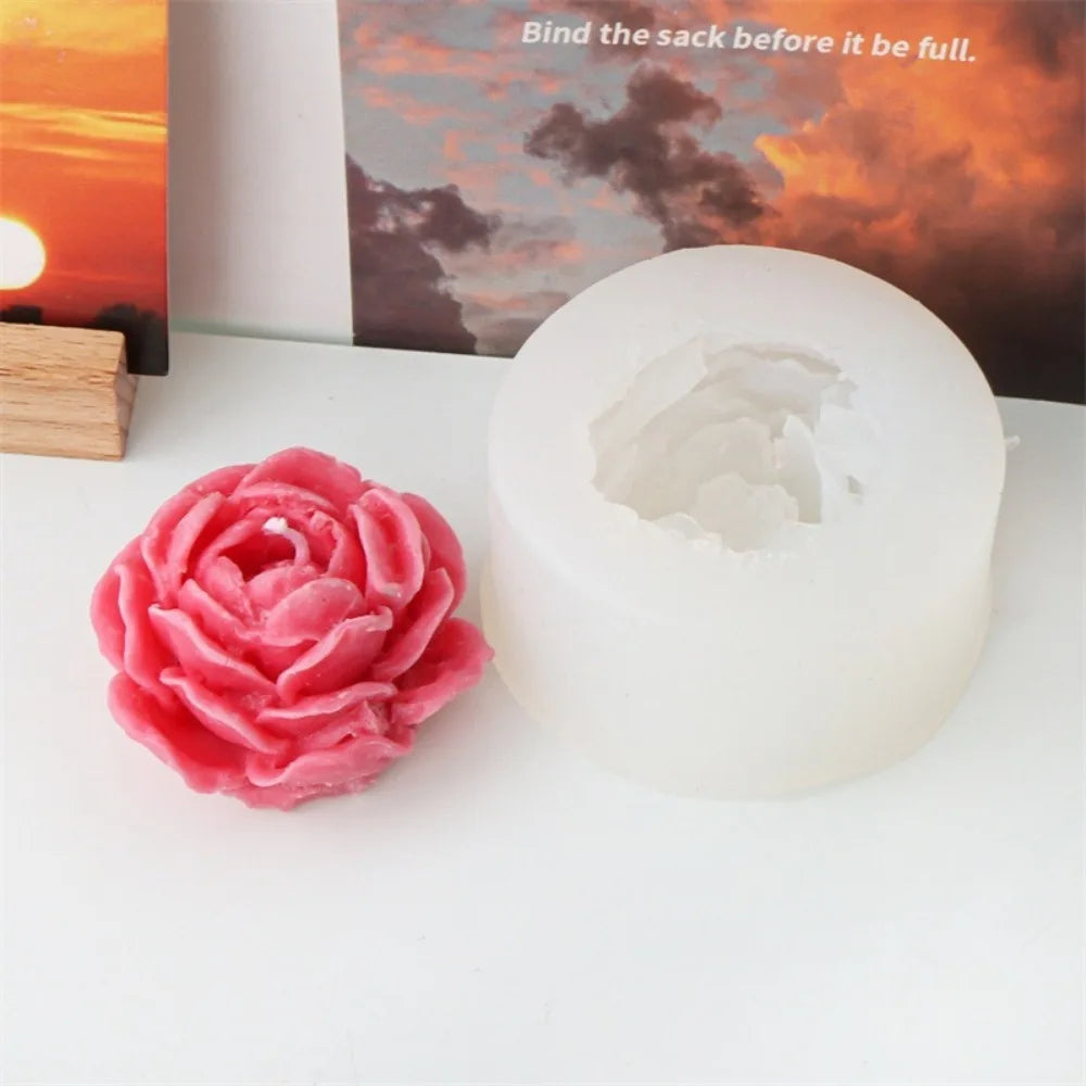 Peony Rose Candle Silicone Mold DIY Flower Soap Resin Gypsum Making Tool Valentine's Day Dinner Trim Soak Bathtub Decor Gift