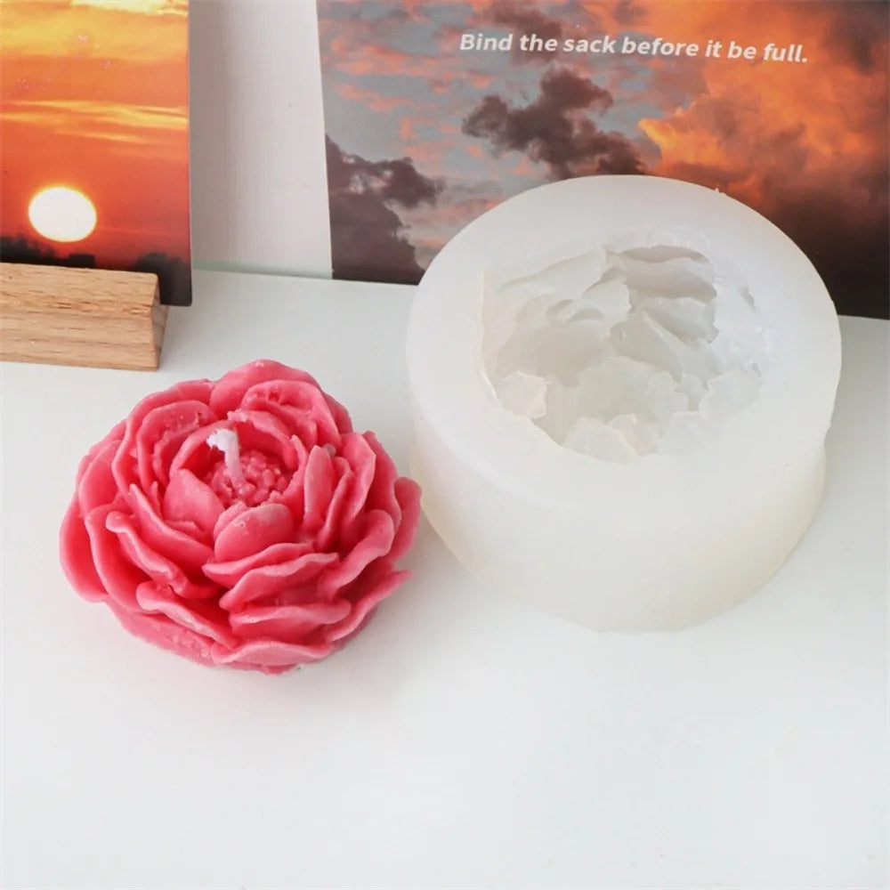 Peony Rose Candle Silicone Mold DIY Flower Soap Resin Gypsum Making Tool Valentine's Day Dinner Trim Soak Bathtub Decor Gift