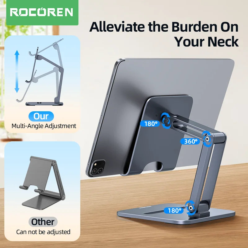 Rocoren Phone Holder Desk Mobile Phone Stand Foldable Metal Tablet Holder Support For iPhone 14 13 iPad Pro Air Universal Holder