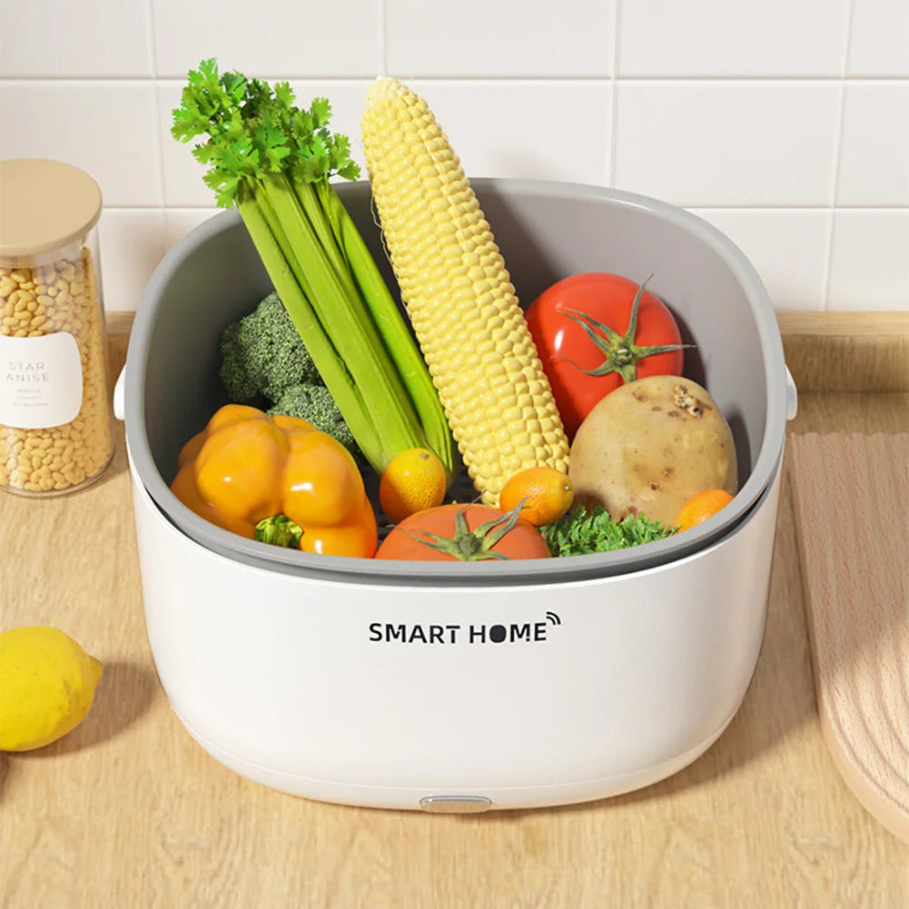 Portable Fruit Vegetable Washing Machine Ultrasound Electric Food Purifier with Handle Food Grains Purifie Basket Kitchen Gadget