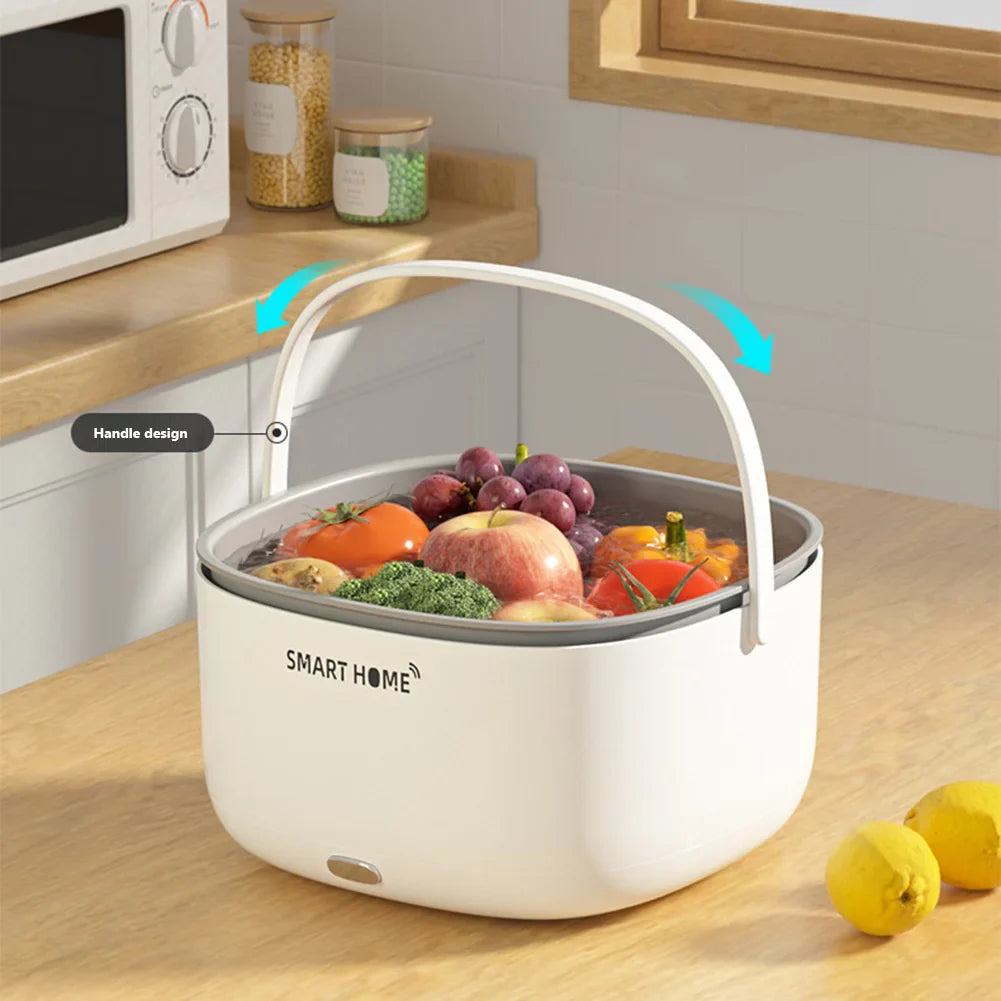 Portable Fruit Vegetable Washing Machine Ultrasound Electric Food Purifier with Handle Food Grains Purifie Basket Kitchen Gadget