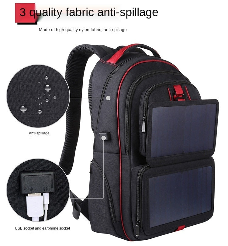 14W Solar Backpack with USB Port